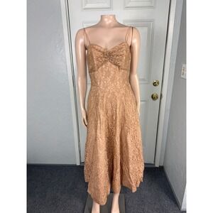 Vintage 50s  Dress Floral Cotton Acetate Talon Side zip Lace Party Formal FF8